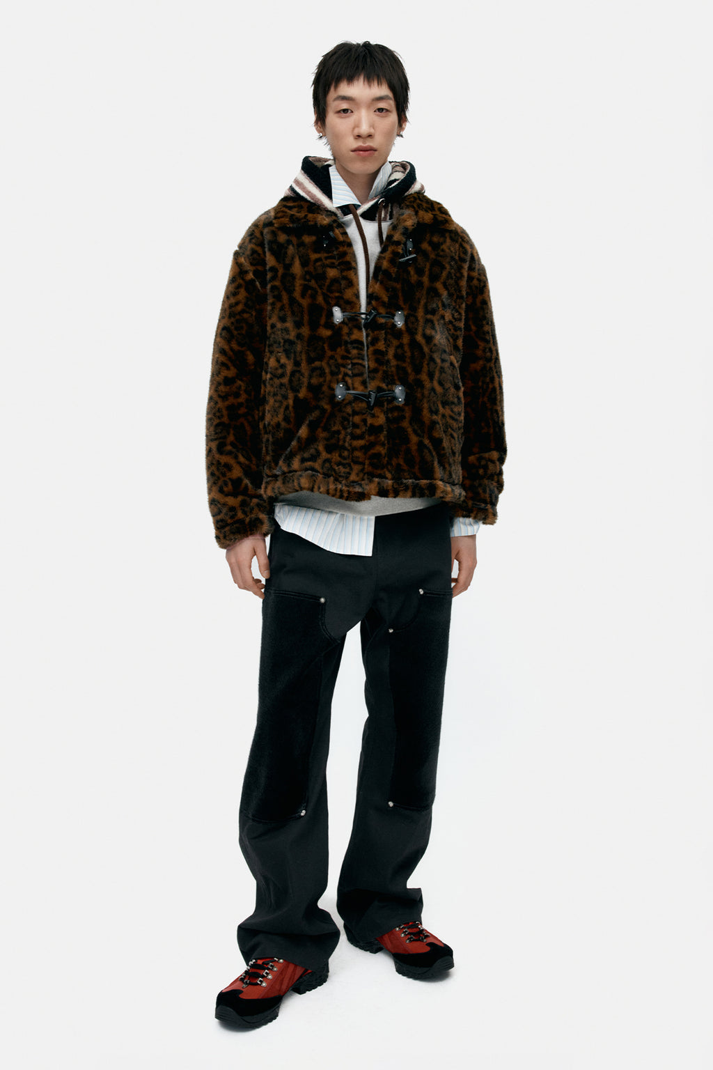Andersson Bell - Unisex Leopard Fur Duffle Jacket (Brown) product image 10 | TRAB K-Fashion Australia