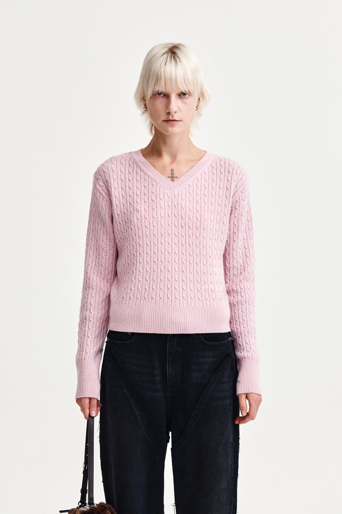 Matin Kim - Shiny Cable Pullover (Pink) product image 5 | TRAB K-Fashion Australia
