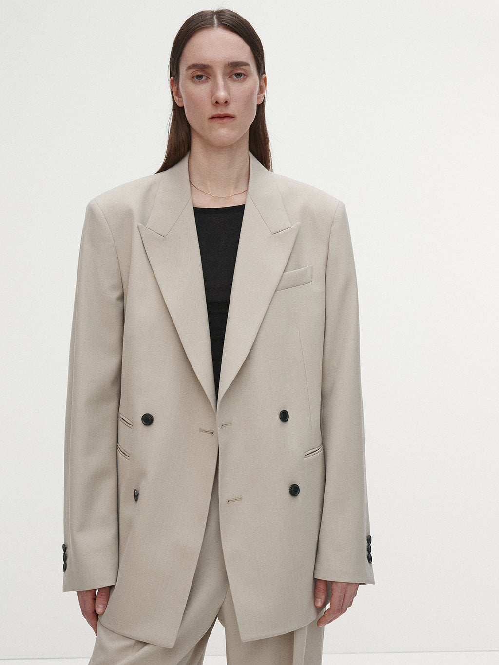 Tonywack - Wool Twill Double-Breasted Tailored Blazer (Ivory) product image 1 | TRAB K-Fashion Australia