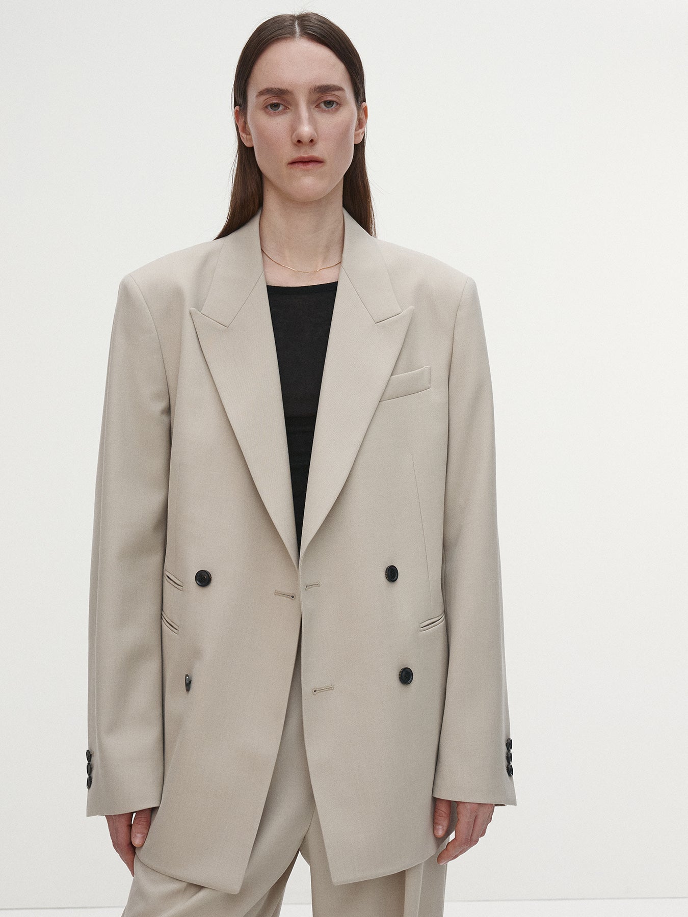 Tonywack - Wool Twill Double-Breasted Tailored Blazer (Ivory) product image 1 | TRAB K-Fashion Australia