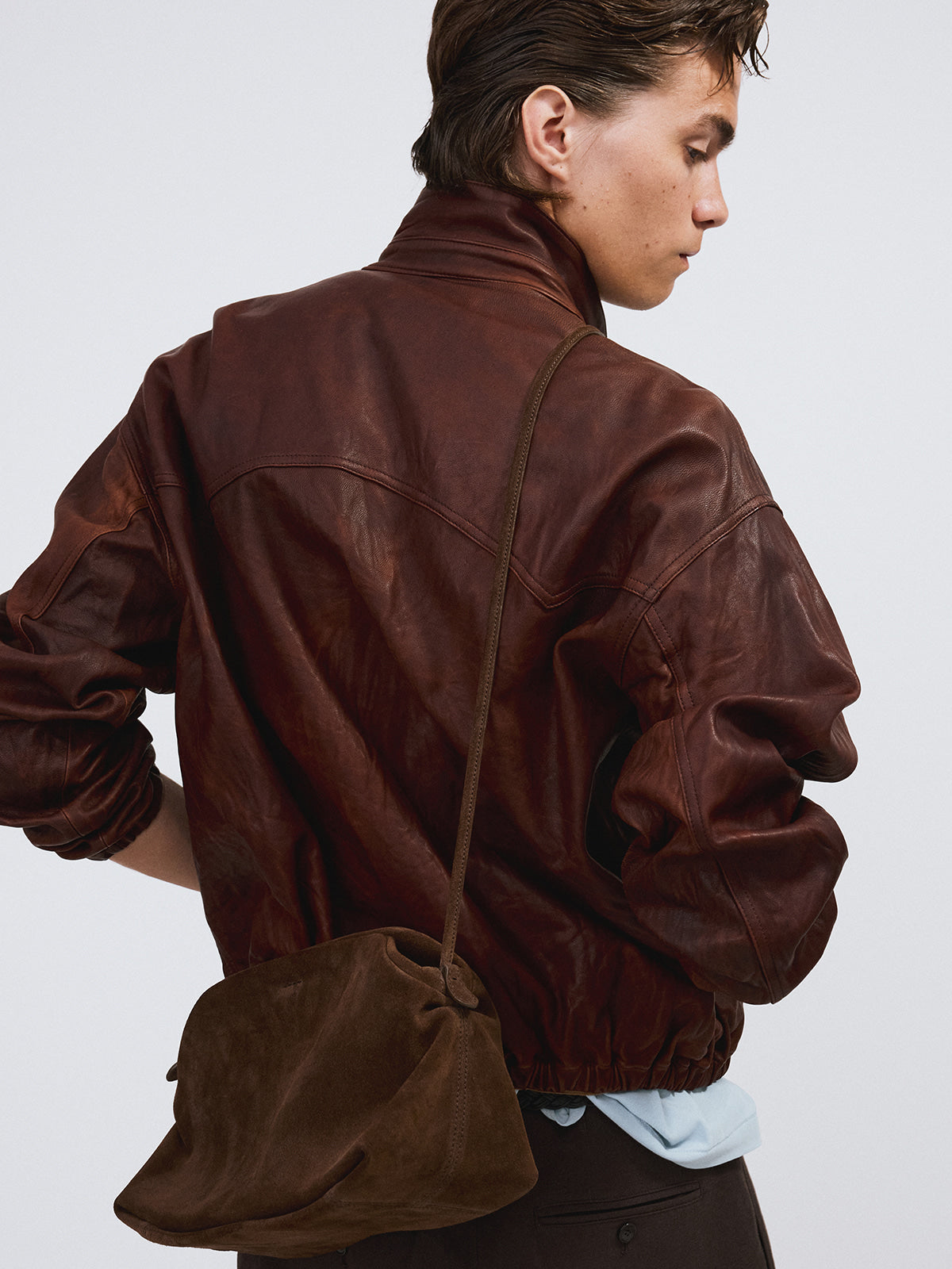 Recto - Vintage Effect Leather Jumper (Red Brown) product image 3 | TRAB K-Fashion Australia