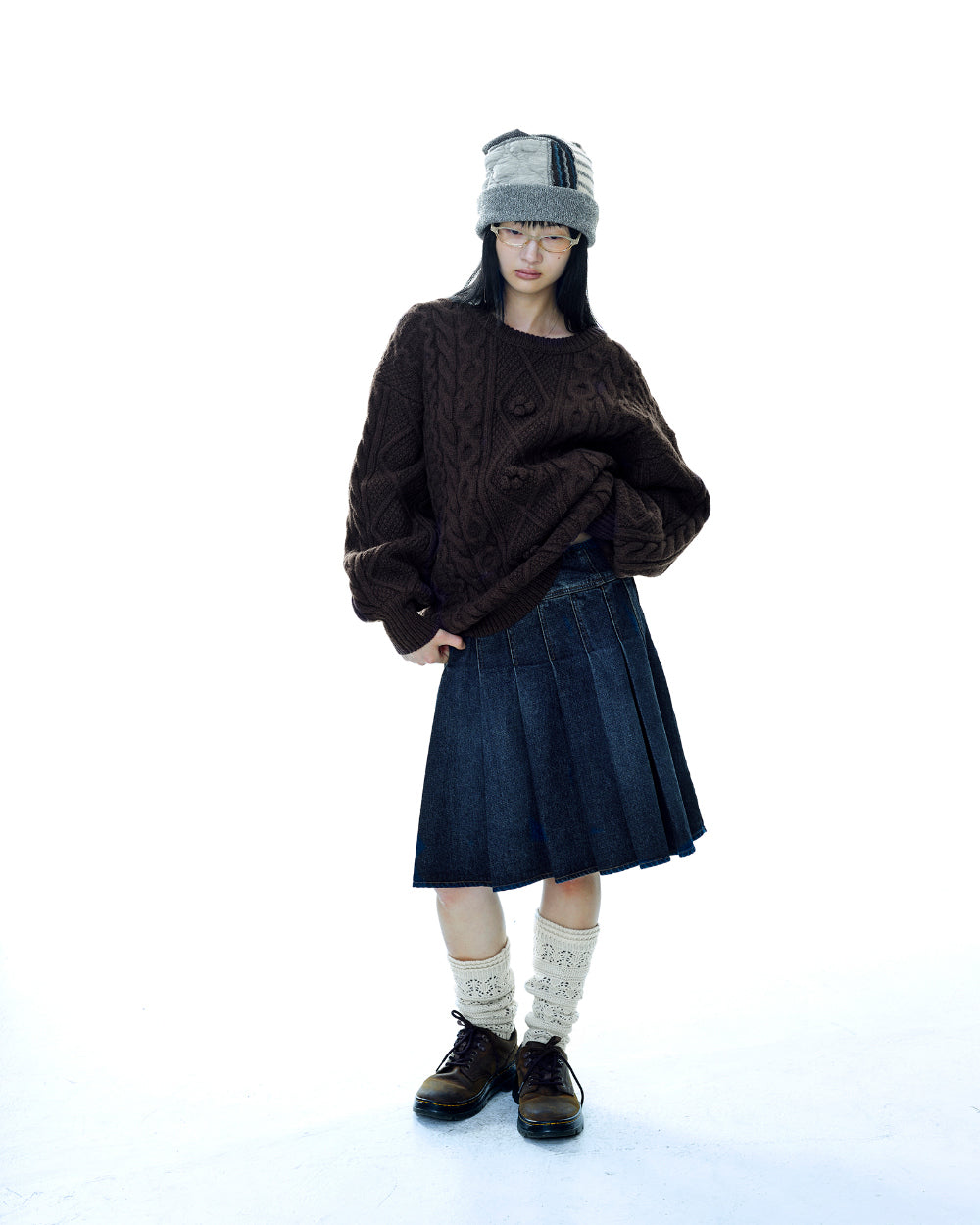 Coyseio - Pompom Cable Knit (Brown) product image 5 | TRAB K-Fashion Australia