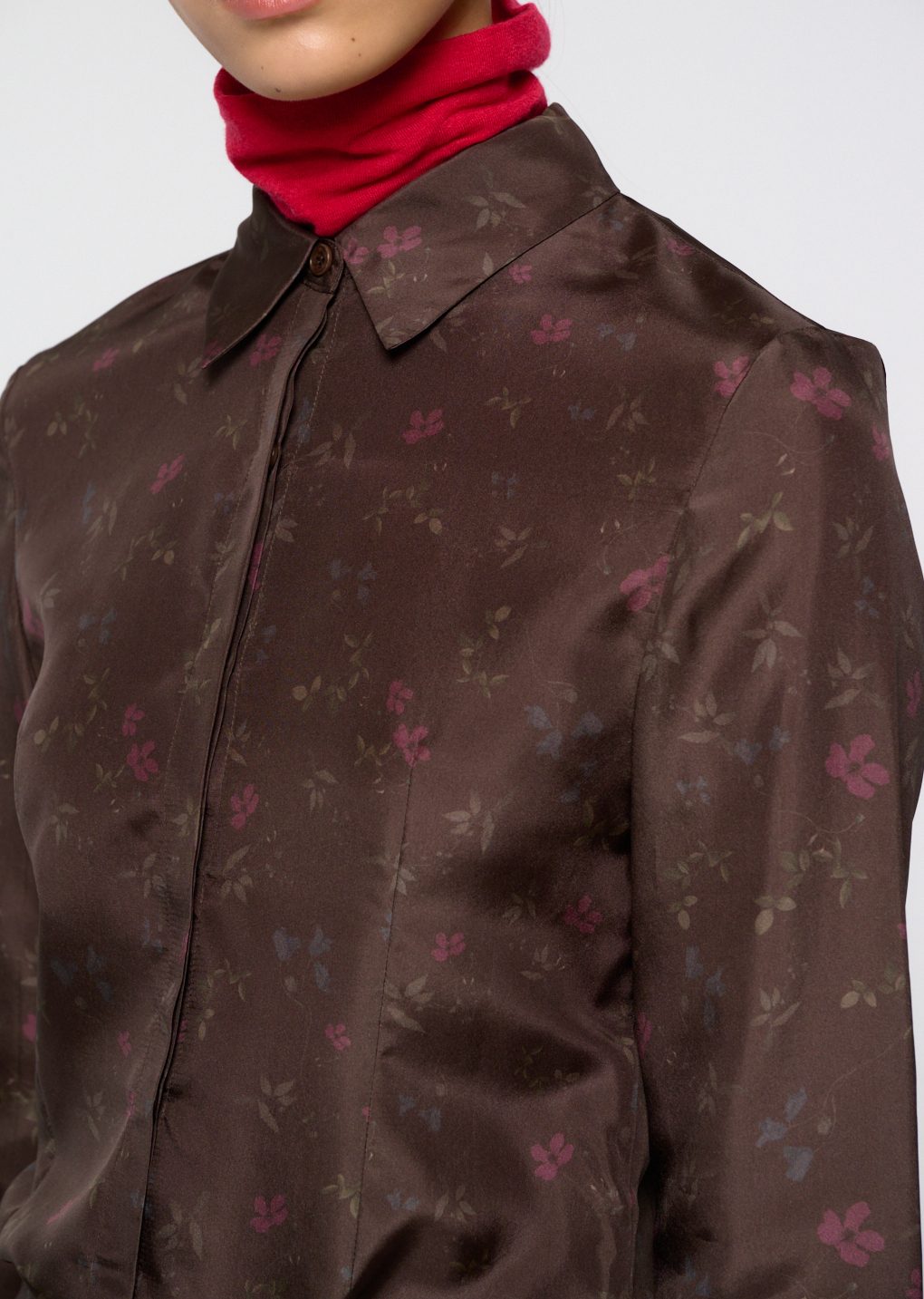 Amomento - Silk floral shirt (Brown) product image 7 | TRAB K-Fashion Australia
