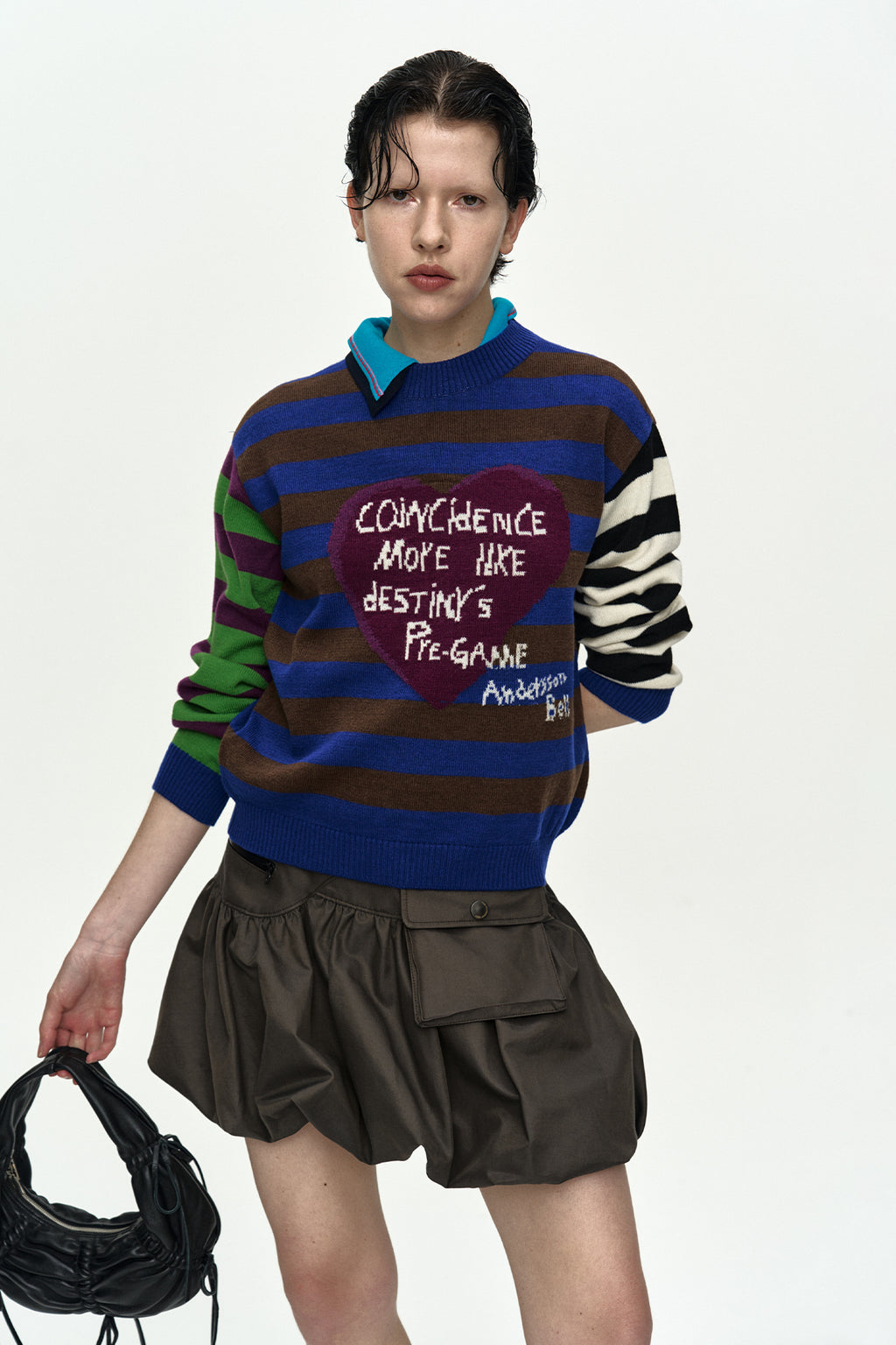 Andersson Bell - Girl's Heart Message Crew-Neck Sweater (Blue/Green) product image 7 | TRAB K-Fashion Australia