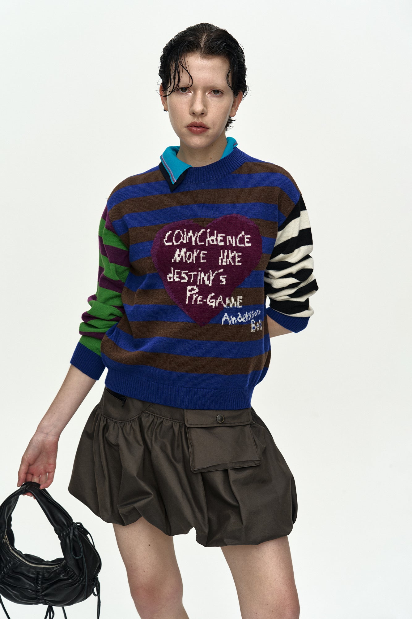 Andersson Bell - Girl's Heart Message Crew-Neck Sweater (Blue/Green) product image 7 | TRAB K-Fashion Australia