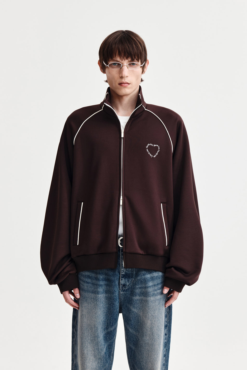 Matin Kim - Heart Logo Track Jumper (Brown) product image 11 | TRAB K-Fashion Australia