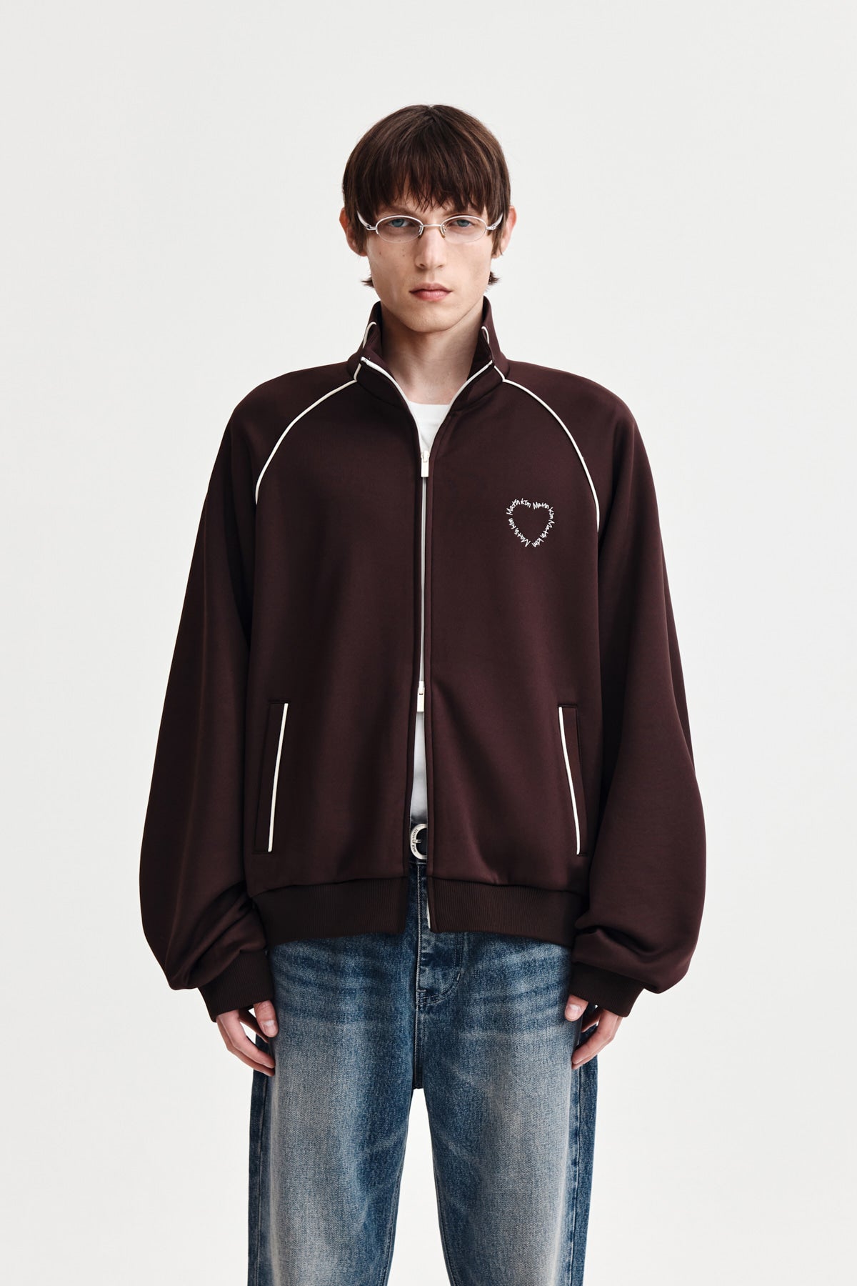 Matin Kim - Heart Logo Track Jumper (Brown) product image 11 | TRAB K-Fashion Australia