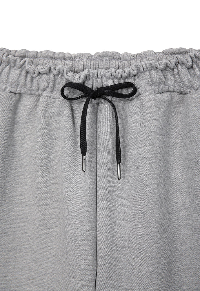 Tonywack - Heavyweight Brushed-Jersey Logo Embroidered Shorts (Melange Grey) product image 9 | TRAB K-Fashion Australia