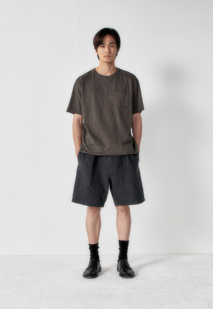 Art if acts - Washed Linen Two Tuck Shorts (Charcoal) product image 1 | TRAB K-Fashion Australia