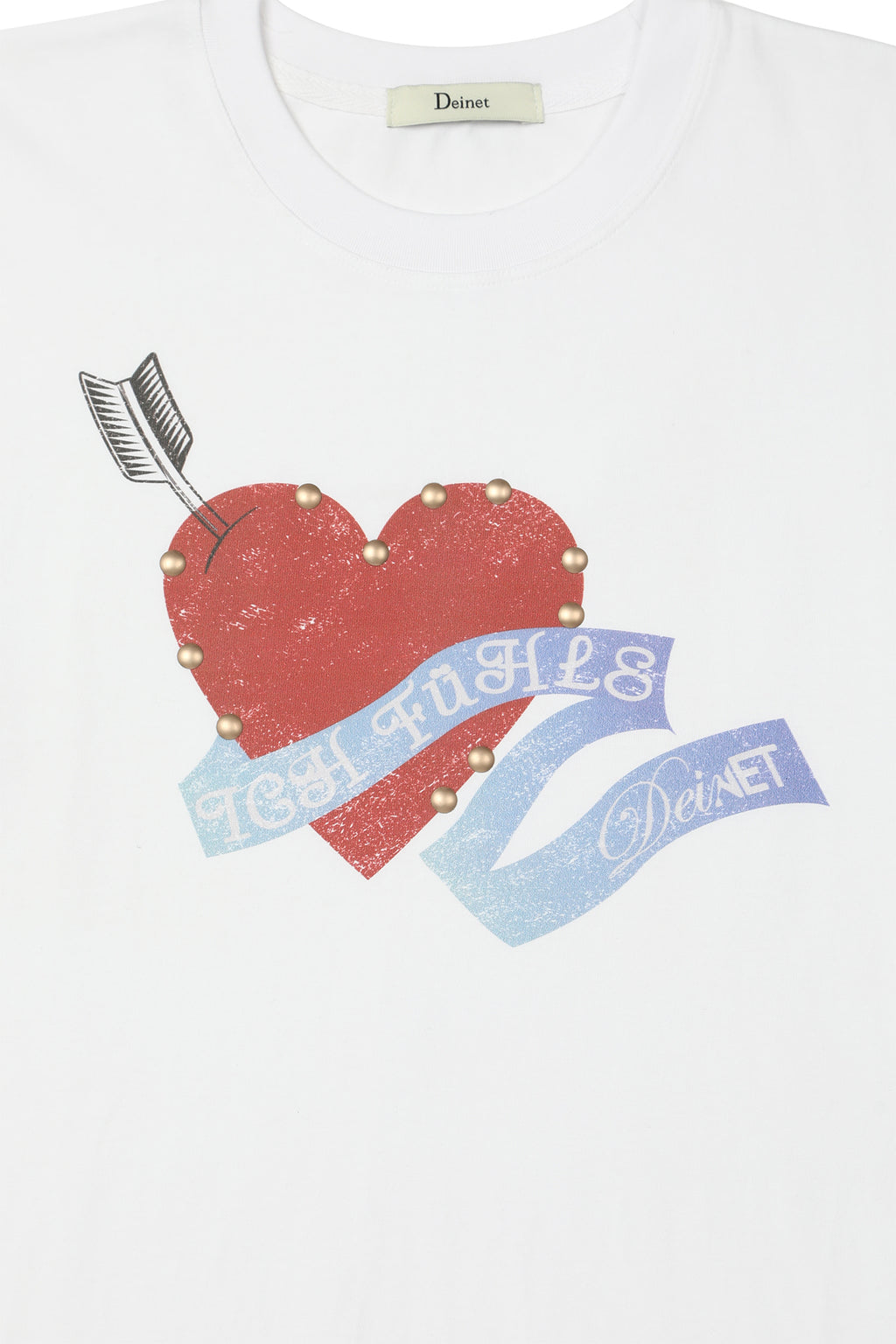 Deinet - Stud Heart T-Shirt (White) product image 5 | TRAB K-Fashion Australia