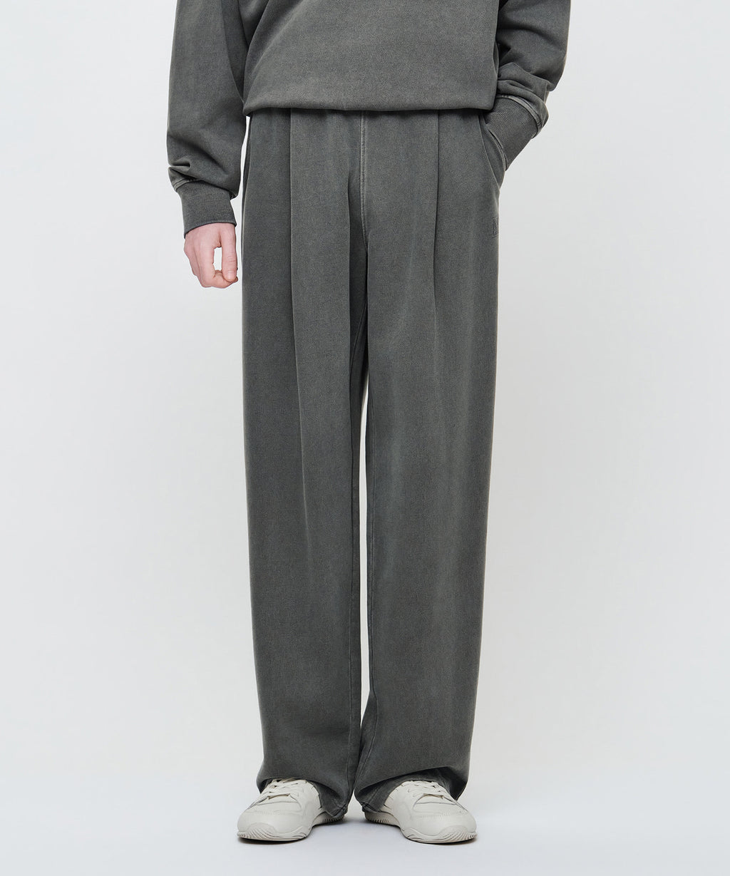 Marithe & Francois Girbaud - Crack Classic Logo Dyeing One Tuck Wide Sweat Pants (Charcoal) product image 1 | TRAB K-Fashion Australia