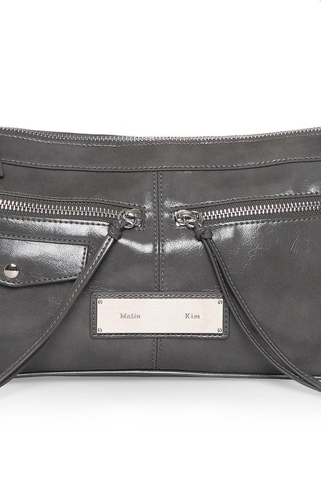 Matin Kim - Side Buckle Biker Shoulder Bag (Charcoal) product image 3 | TRAB K-Fashion Australia