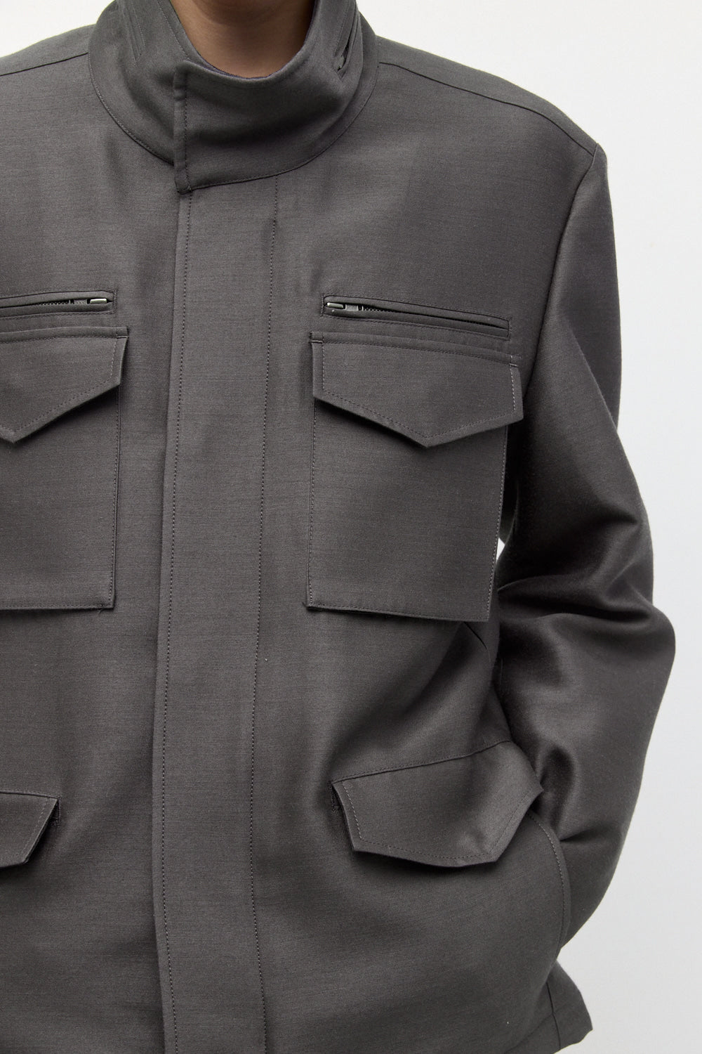 Hatchingroom - Silent M65 Jacket (Wool/Silk Sage) product image 8 | TRAB K-Fashion Australia