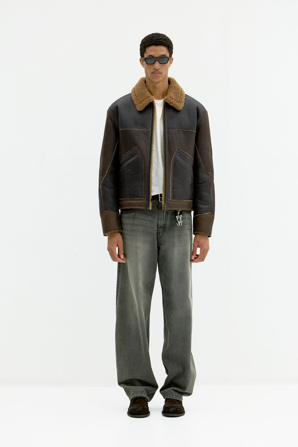 Coor - Multi Color Patchwork Shearling Jacket (Multi Brown) product image 2 | TRAB K-Fashion Australia