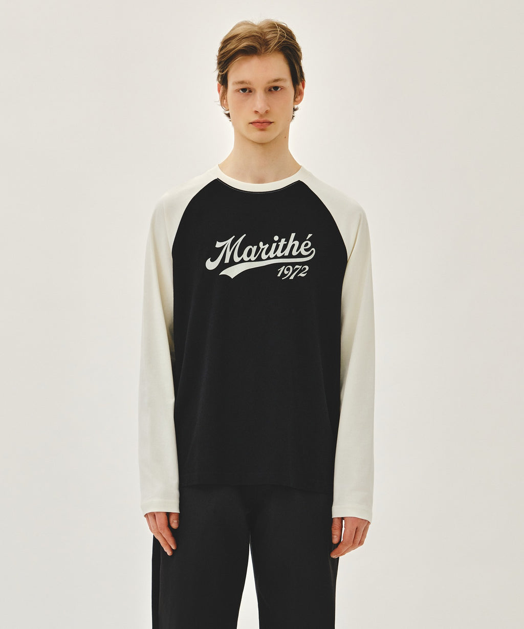 Marithe & Francois Girbaud - Sleeve Contrast Long Sleeve Tee (Ivory) product image 1 | TRAB K-Fashion Australia