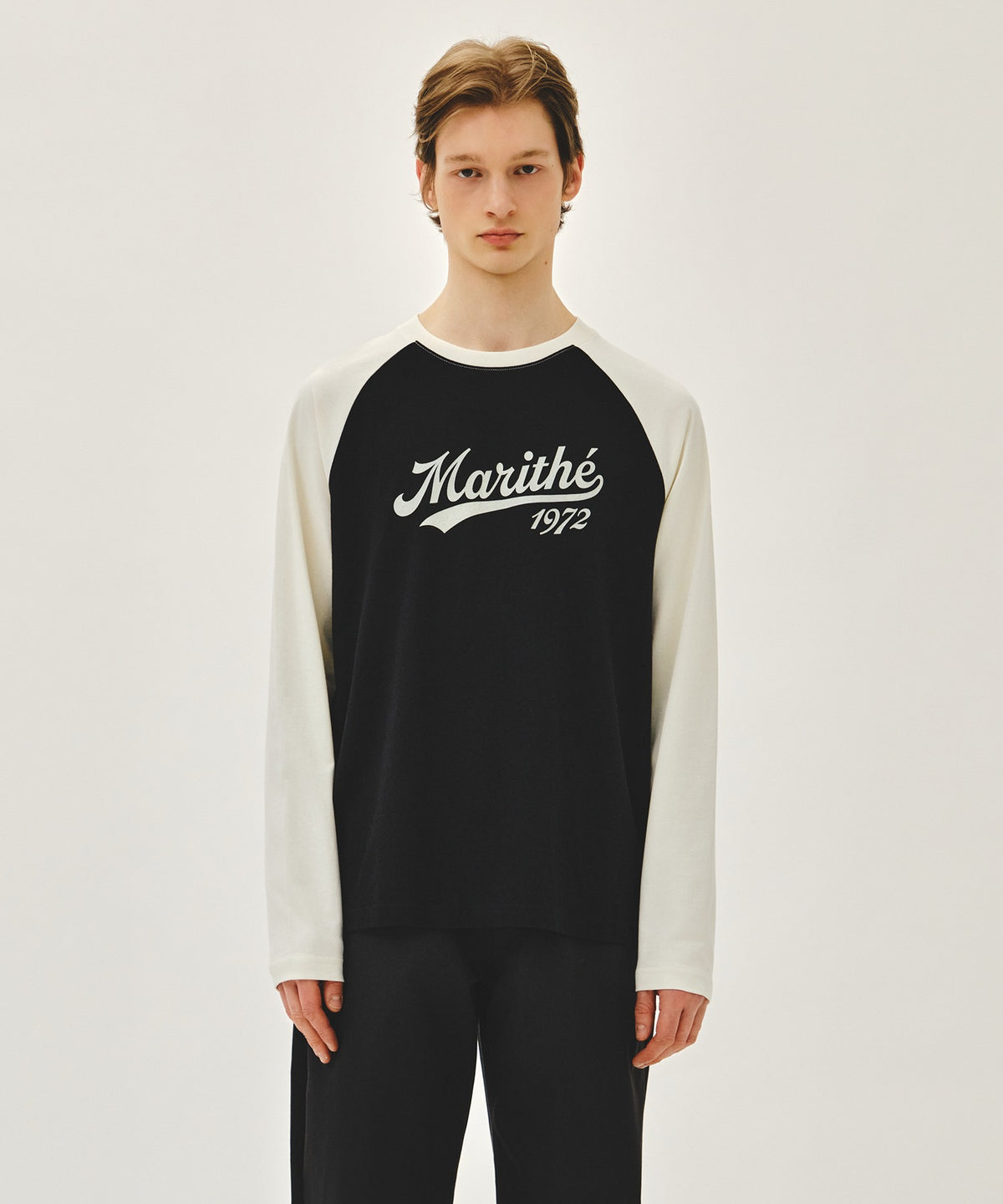 Marithe & Francois Girbaud - Sleeve Contrast Long Sleeve Tee (Ivory) product image 1 | TRAB K-Fashion Australia