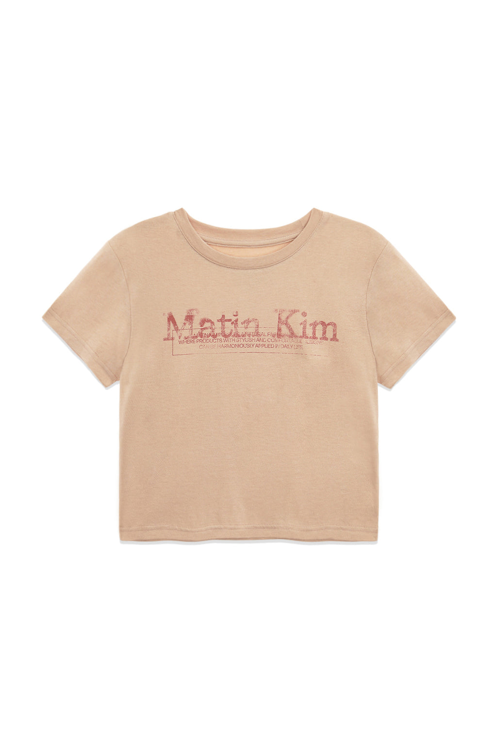 Matin Kim - Stamp Logo Graphic Crop Top (Beige) product image 2 | TRAB K-Fashion Australia
