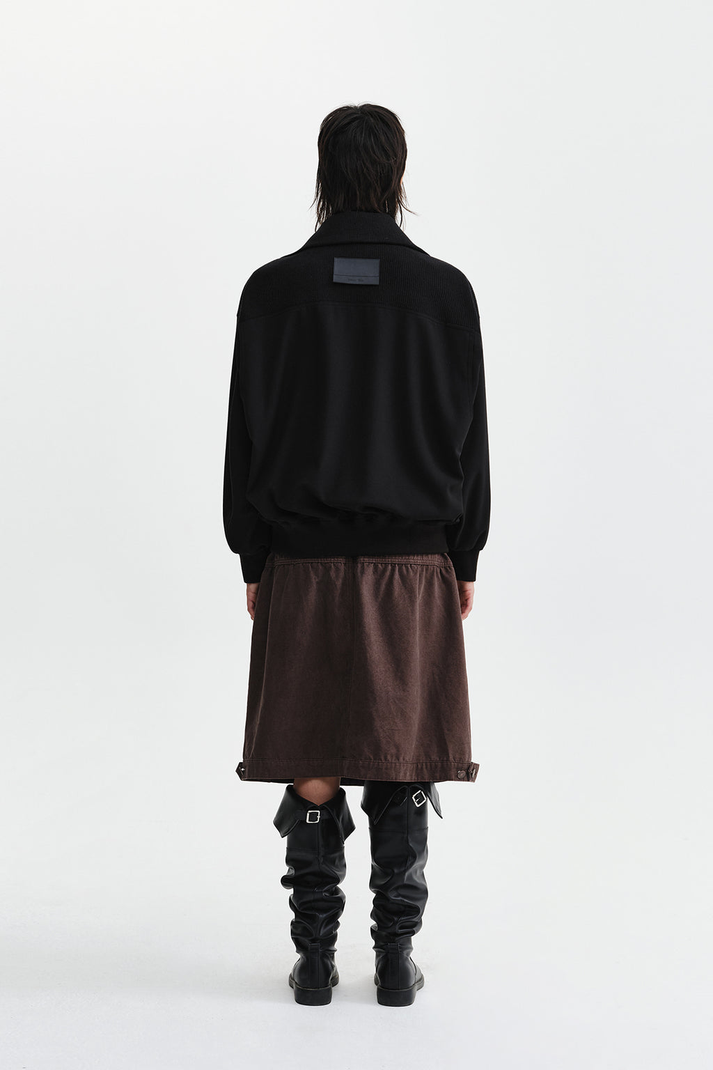 Matin Kim - Asymmetric Knit Panel Jumper (Black) product image 8 | TRAB K-Fashion Australia