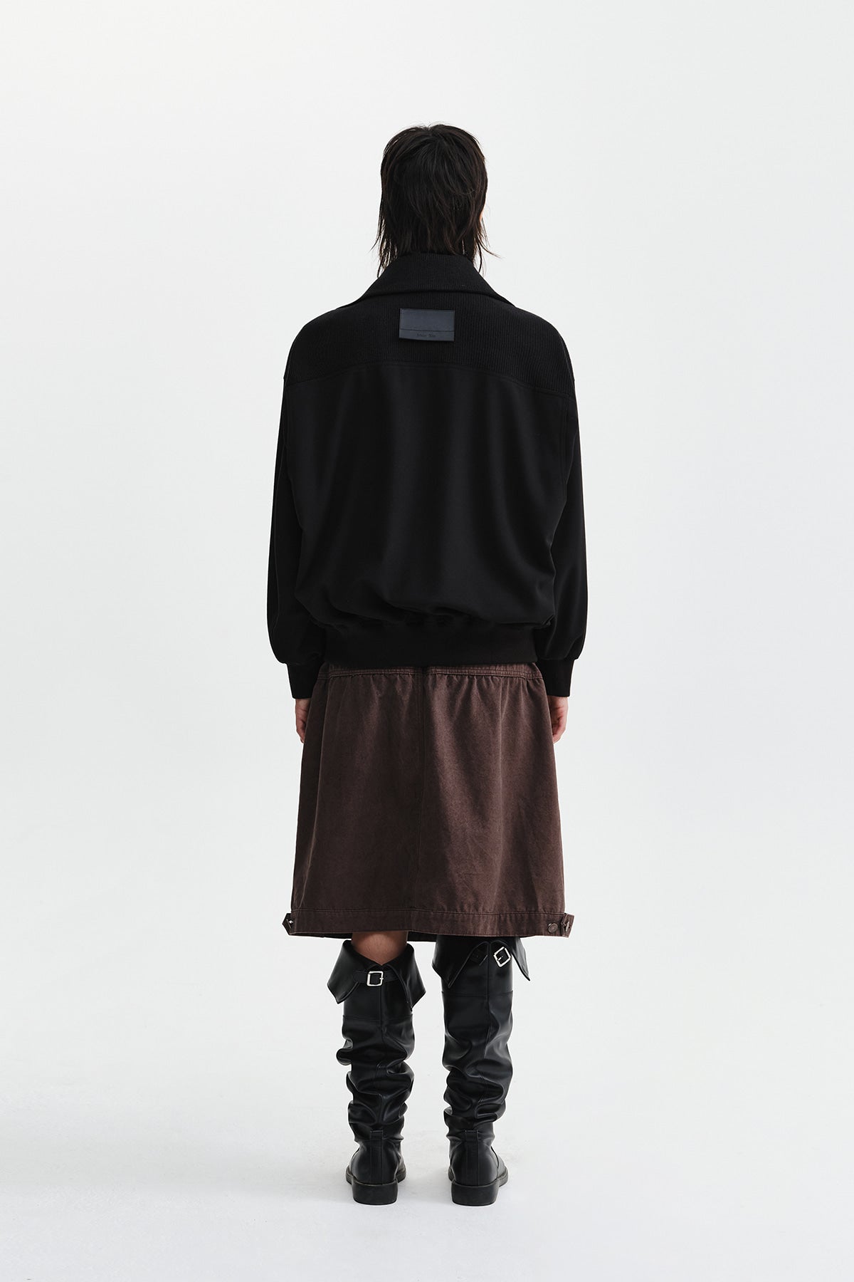 Matin Kim - Asymmetric Knit Panel Jumper (Black) product image 8 | TRAB K-Fashion Australia
