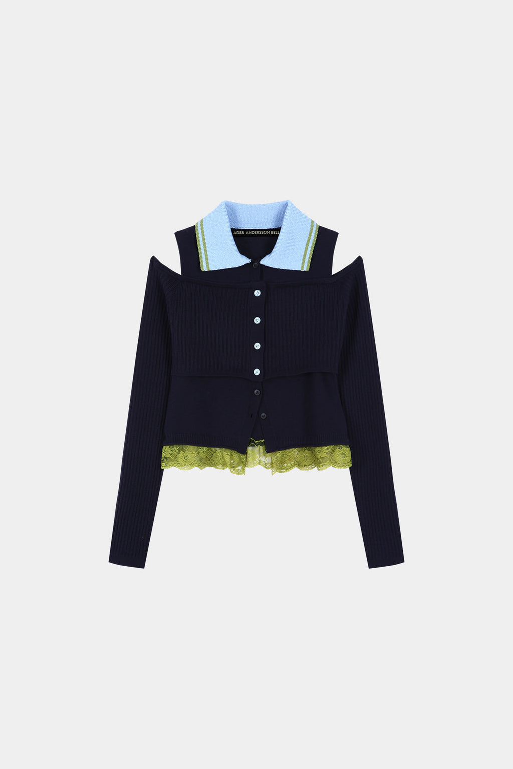 Andersson Bell - Layered Off-Shoulder Collar Top (Navy/Blue) product image 9 | TRAB K-Fashion Australia