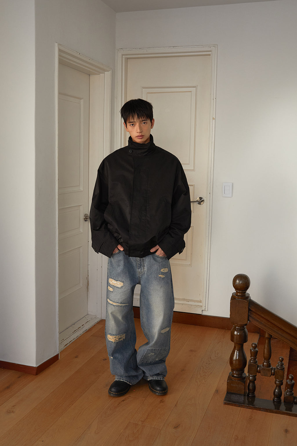 Matin Kim - Destroyed Vintage Wide Denim Pants (Light Blue) product image 11 | TRAB K-Fashion Australia