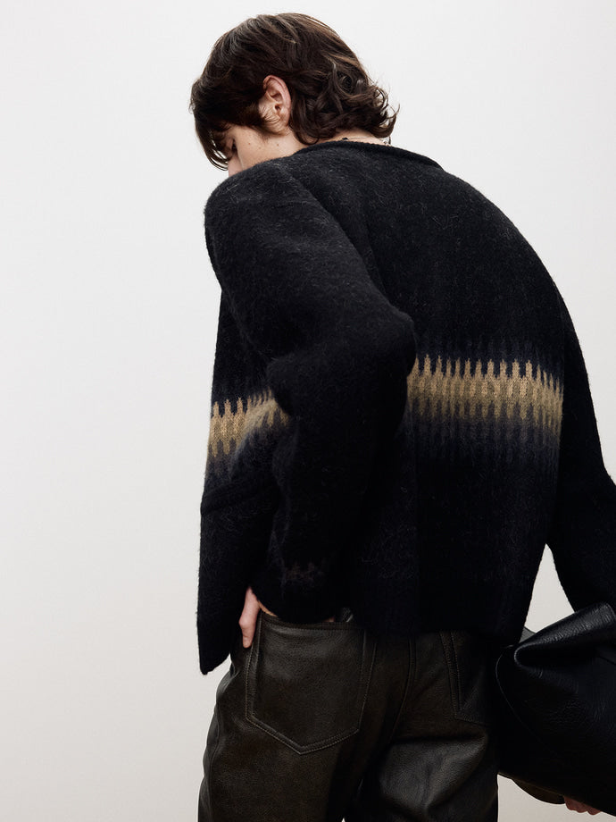 Tonywack - Alpaca Jacquard Knitted Blouson (Pale Black) product image 1 | TRAB K-Fashion Australia