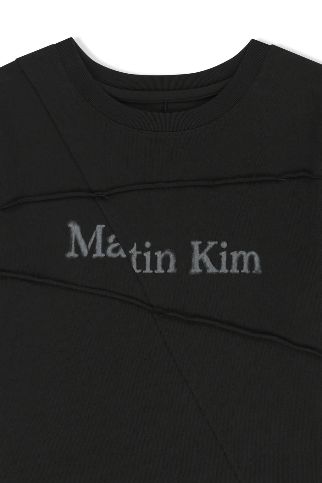 Matin Kim - Diagonal Cut Logo Crop Top (Black) product image 3 | TRAB K-Fashion Australia