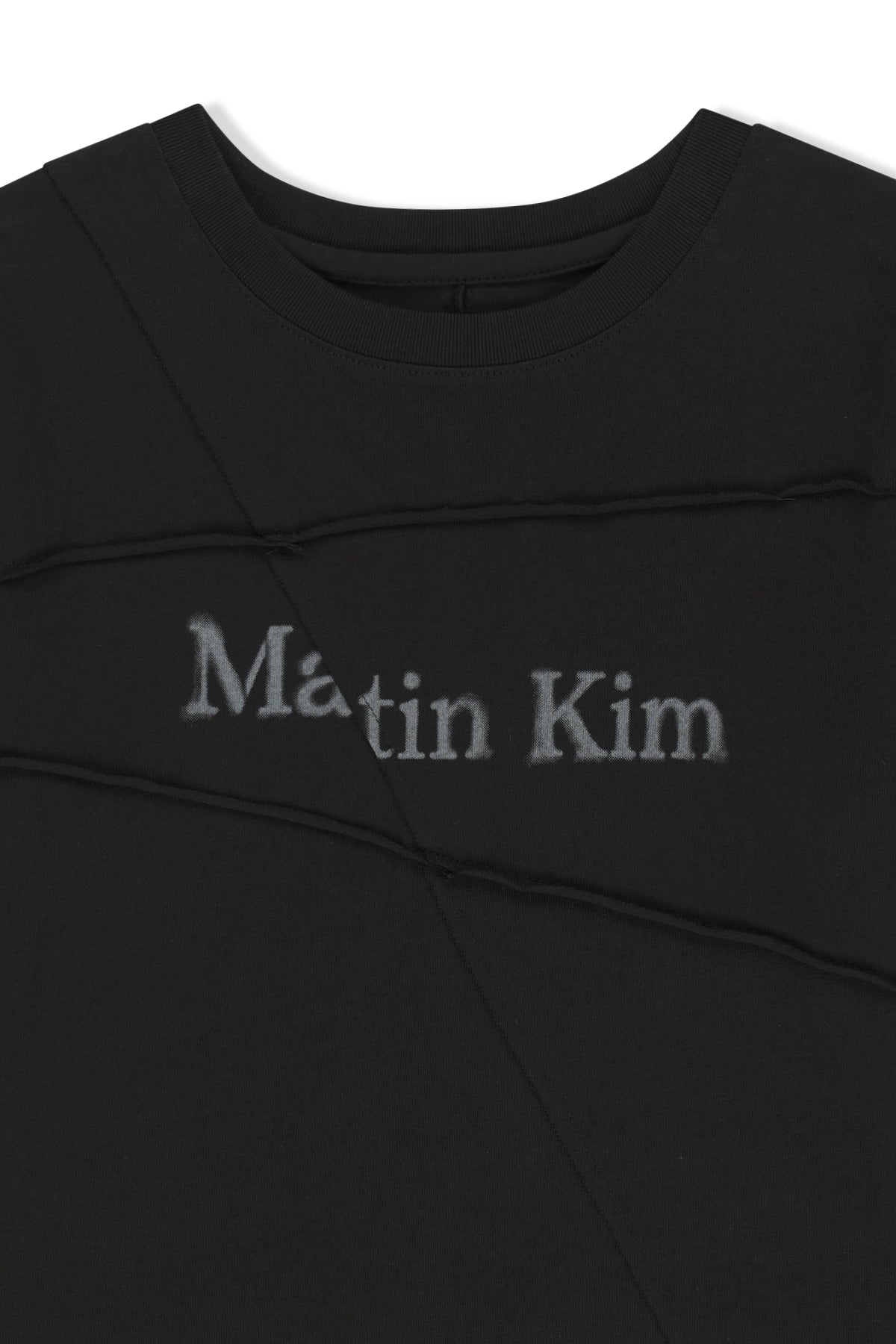 Matin Kim - Diagonal Cut Logo Crop Top (Black) product image 3 | TRAB K-Fashion Australia