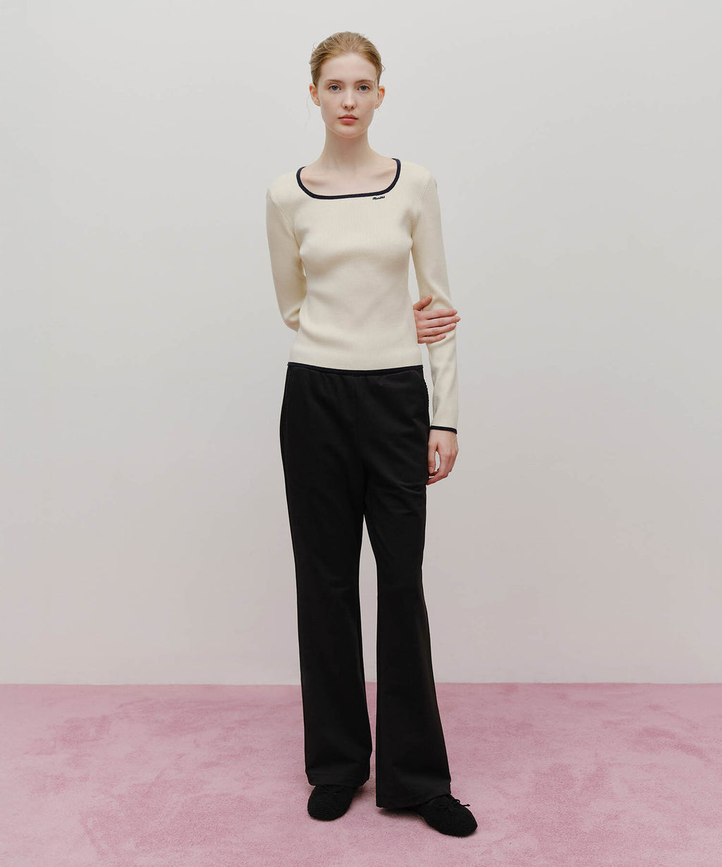 Marithe & Francois Girbaud - Color Point Square Neck Knit Pullover (Ivory) product image 5 | TRAB K-Fashion Australia
