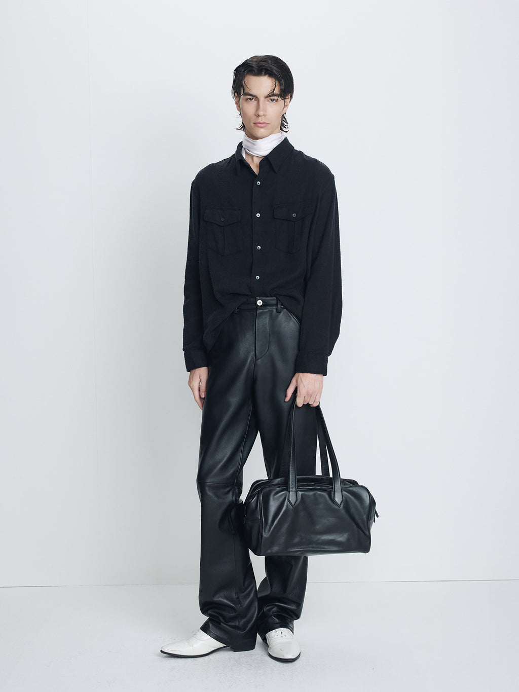 Tonywack - Brushed Silk Linen Utility Shirt (Black) product image 1 | TRAB K-Fashion Australia