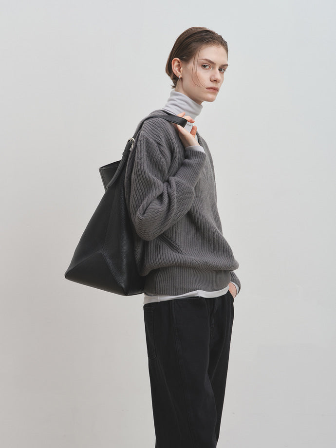 Tonywack - Merino Wool V-Neck Oversized Sweater (Grey) product image 7 | TRAB K-Fashion Australia