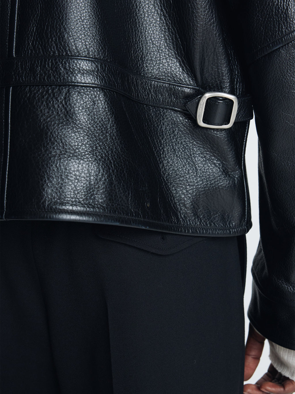 Tonywack - Cow Leather Buckle Zip Jacket (Black) product image 8 | TRAB K-Fashion Australia