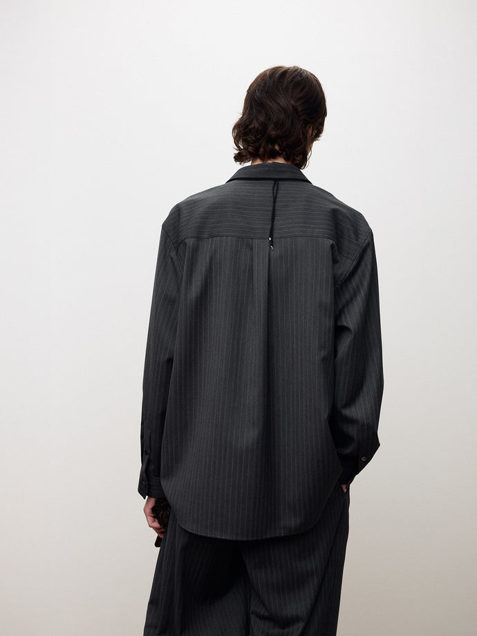 Tonywack - Wool Striped Relaxed Shirt (Grey Pinstripe) product image 6 | TRAB K-Fashion Australia