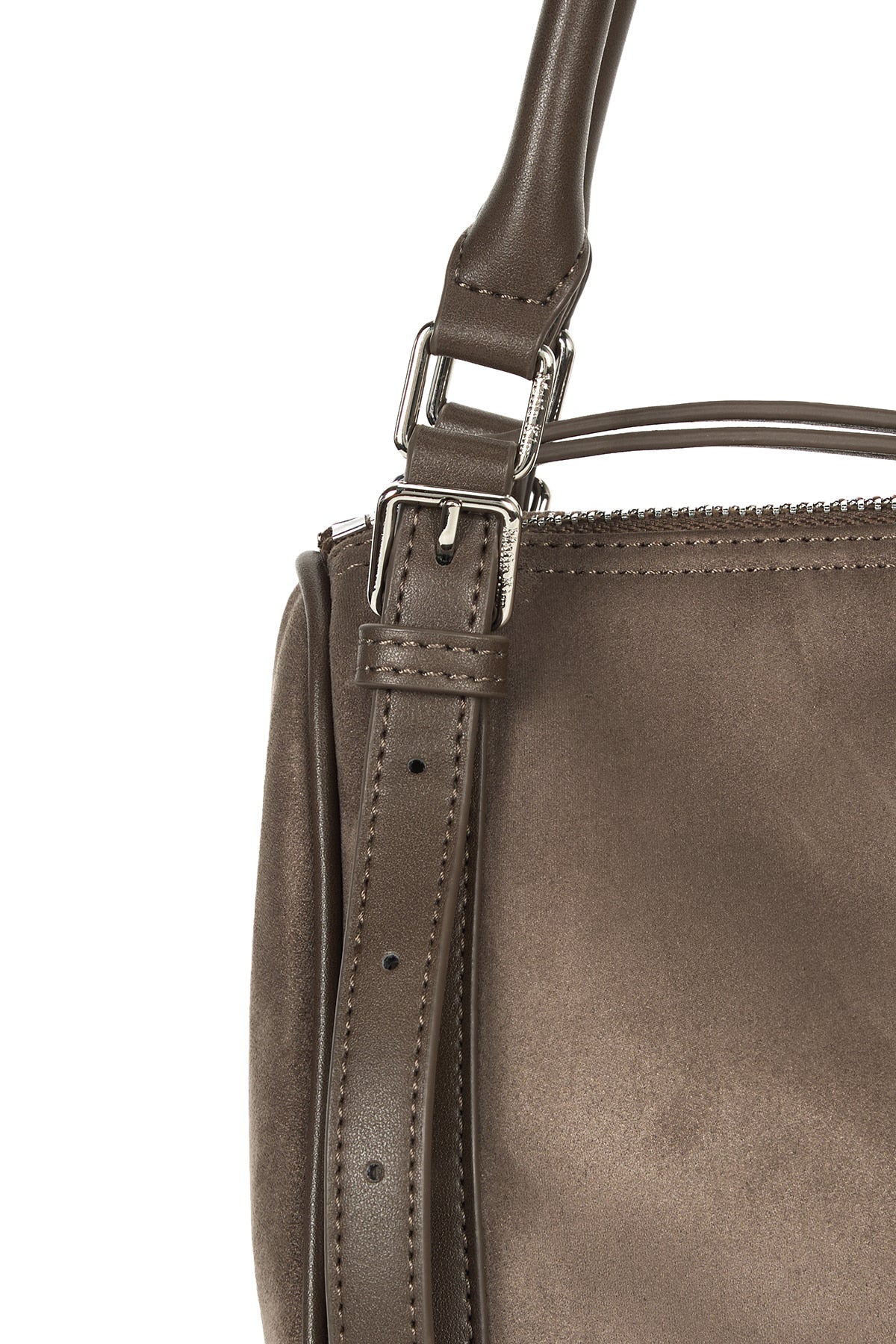 Matin Kim - Suede Buckle Strap Shoulder Bag (Charcoal) product image 4 | TRAB K-Fashion Australia