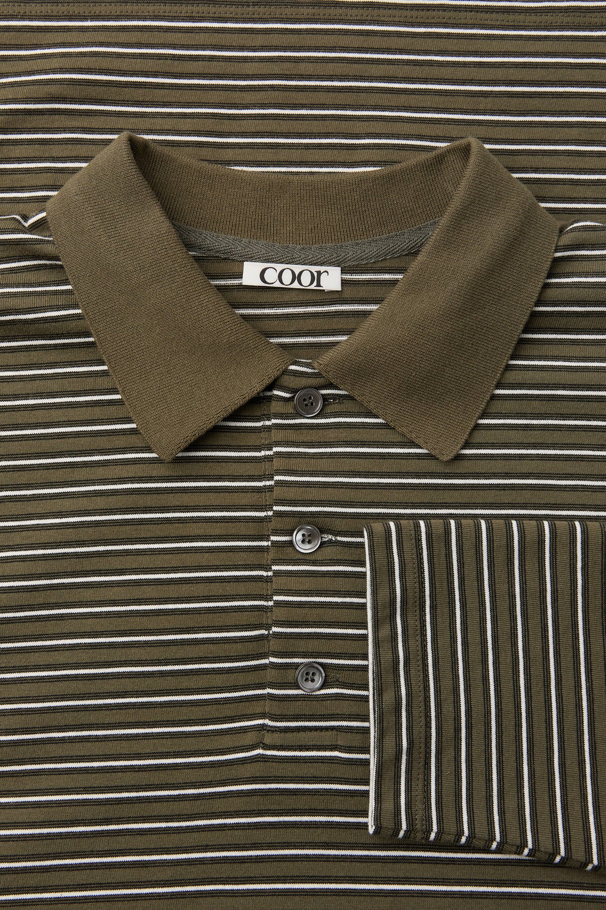 Coor - Multi Pin Pique Polo Long Sleeve (Khaki) product image 5 | TRAB K-Fashion Australia