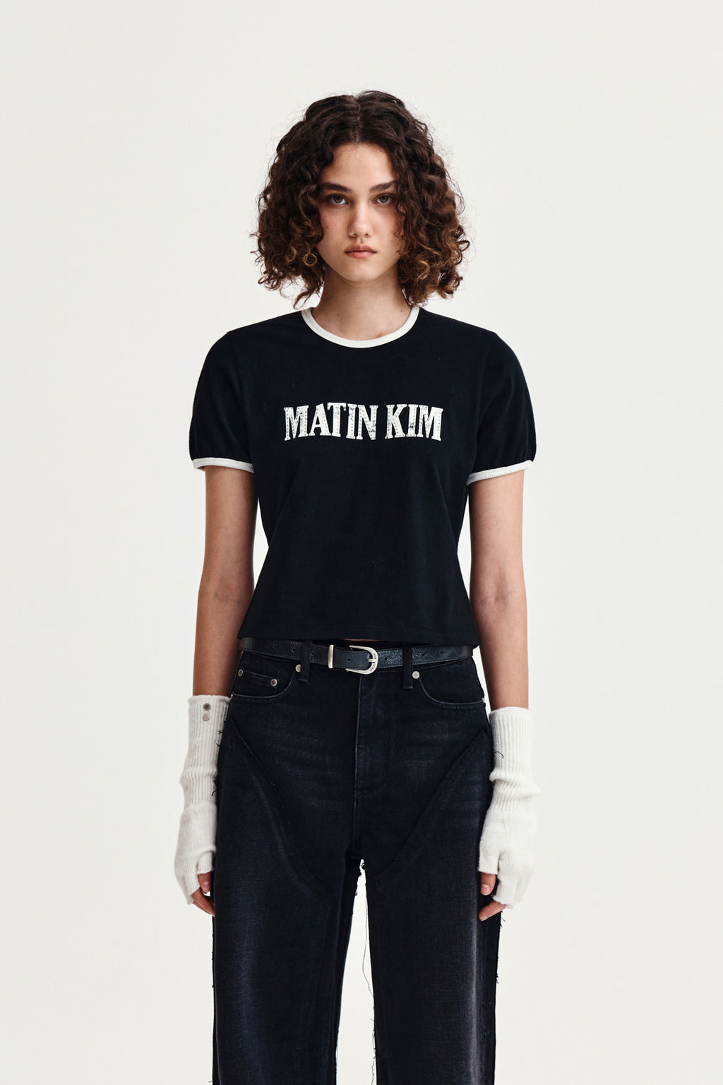 Matin Kim - Stud Logo Ringer Top (Black) product image 5 | TRAB K-Fashion Australia