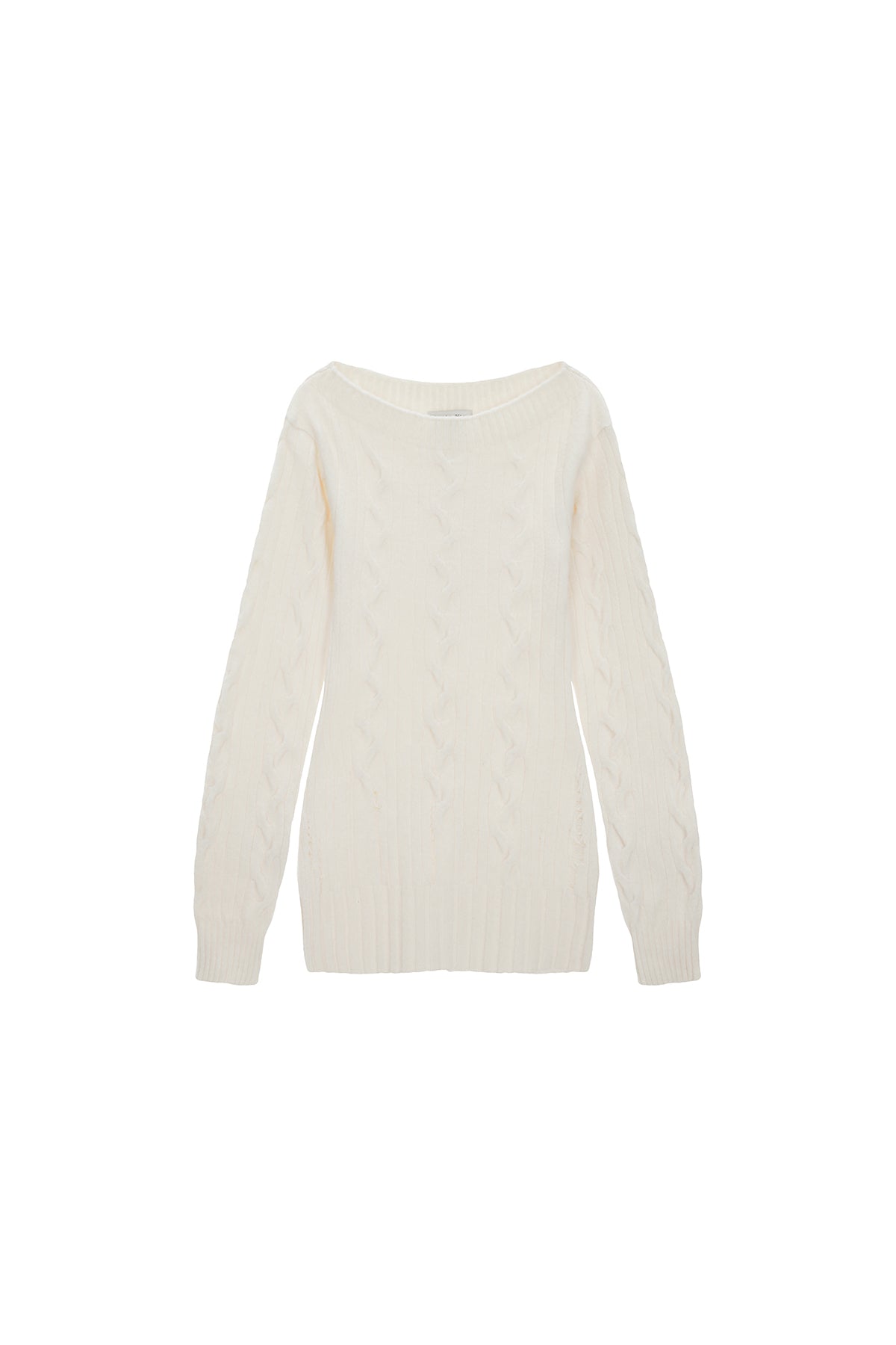 Matin Kim - Damage Point Cable Knit Dress (Ivory) product image 1 | TRAB K-Fashion Australia