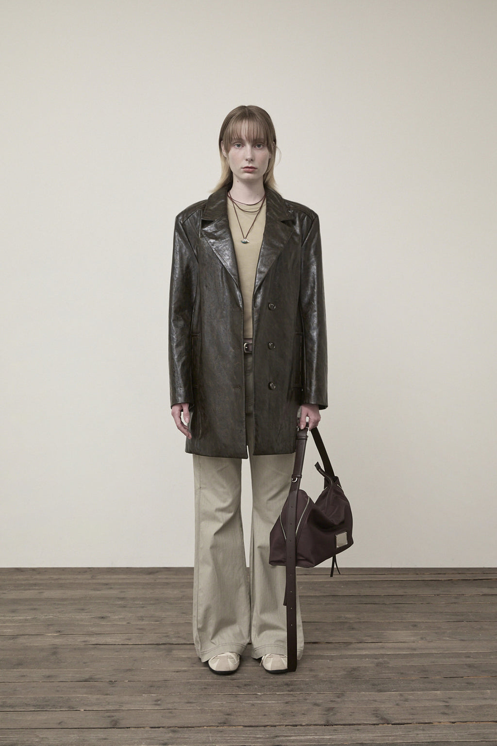 Matin Kim - Faux Leather Half Double Jacket (Dark Brown) product image 10 | TRAB K-Fashion Australia