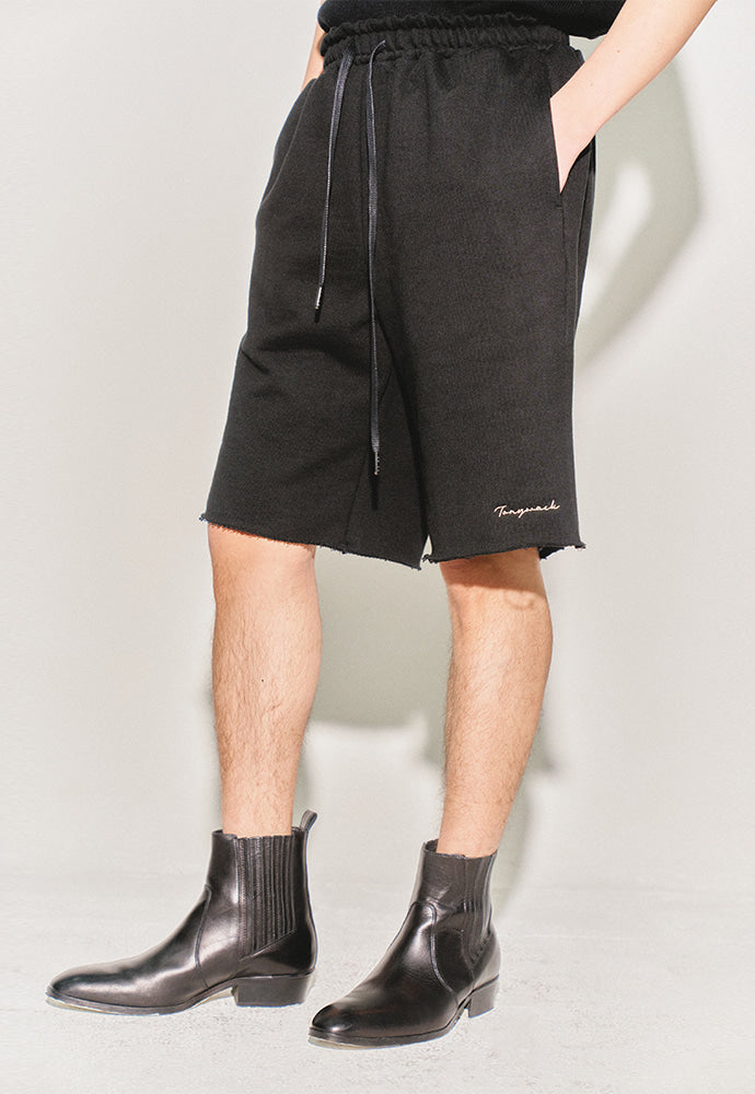Tonywack - Heavyweight Brushed-Jersey Logo Embroidered Shorts (Black) product image 5 | TRAB K-Fashion Australia