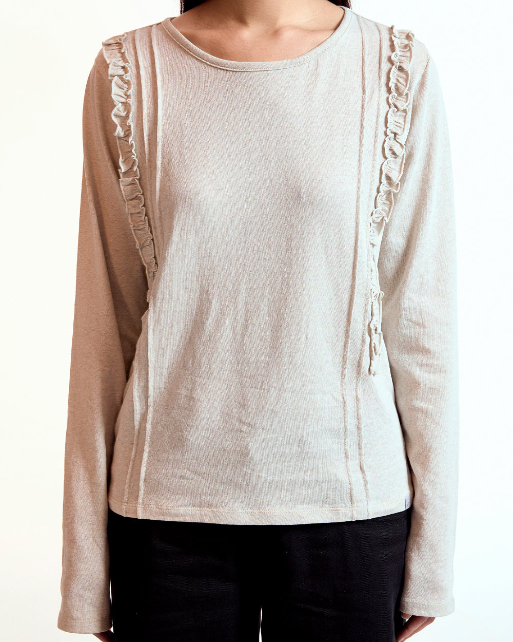 Coyseio - Double Ruffle Long Sleeve (Oatmeal) product image 6 | TRAB K-Fashion Australia