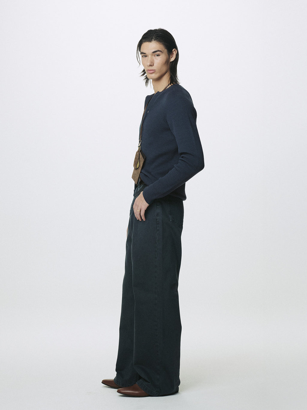 Tonywack - Super Fine Merino Wool Ribbed Cardigan (Slate Navy) product image 3 | TRAB K-Fashion Australia