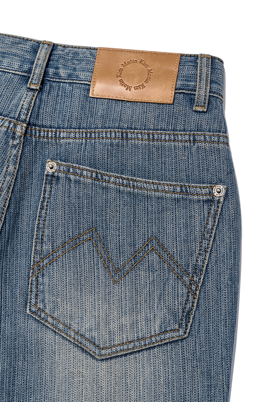 Matin Kim - Washed Stripe Boots Cut Denim Pants (Blue) product image 6 | TRAB K-Fashion Australia