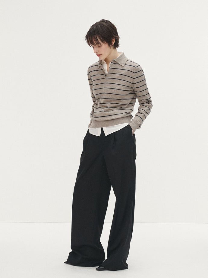 Tonywack - Wool Twill Pleated Wide Trousers (Black) product image 2 | TRAB K-Fashion Australia