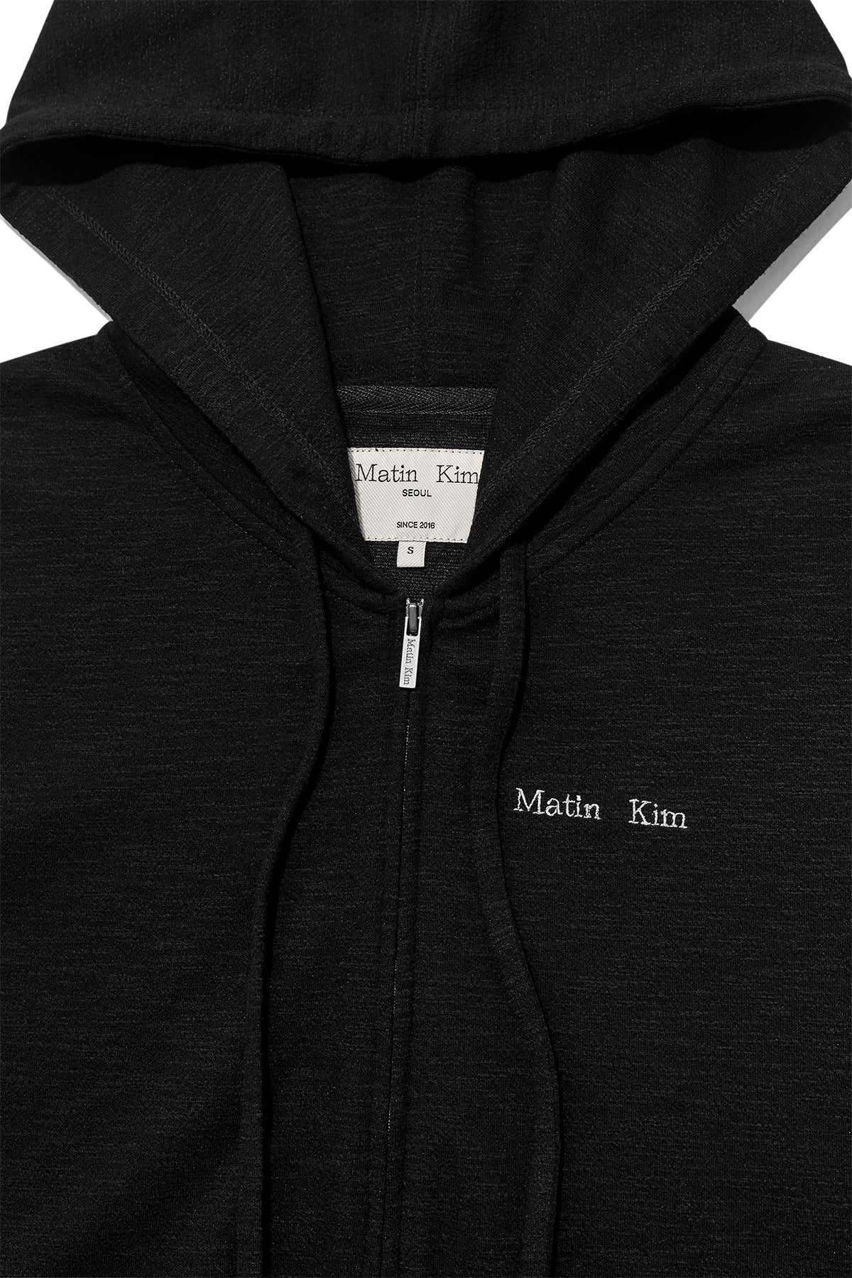 Matin Kim - Sleeve Slit Point Hoody Zip Up (Black) product image 3 | TRAB K-Fashion Australia