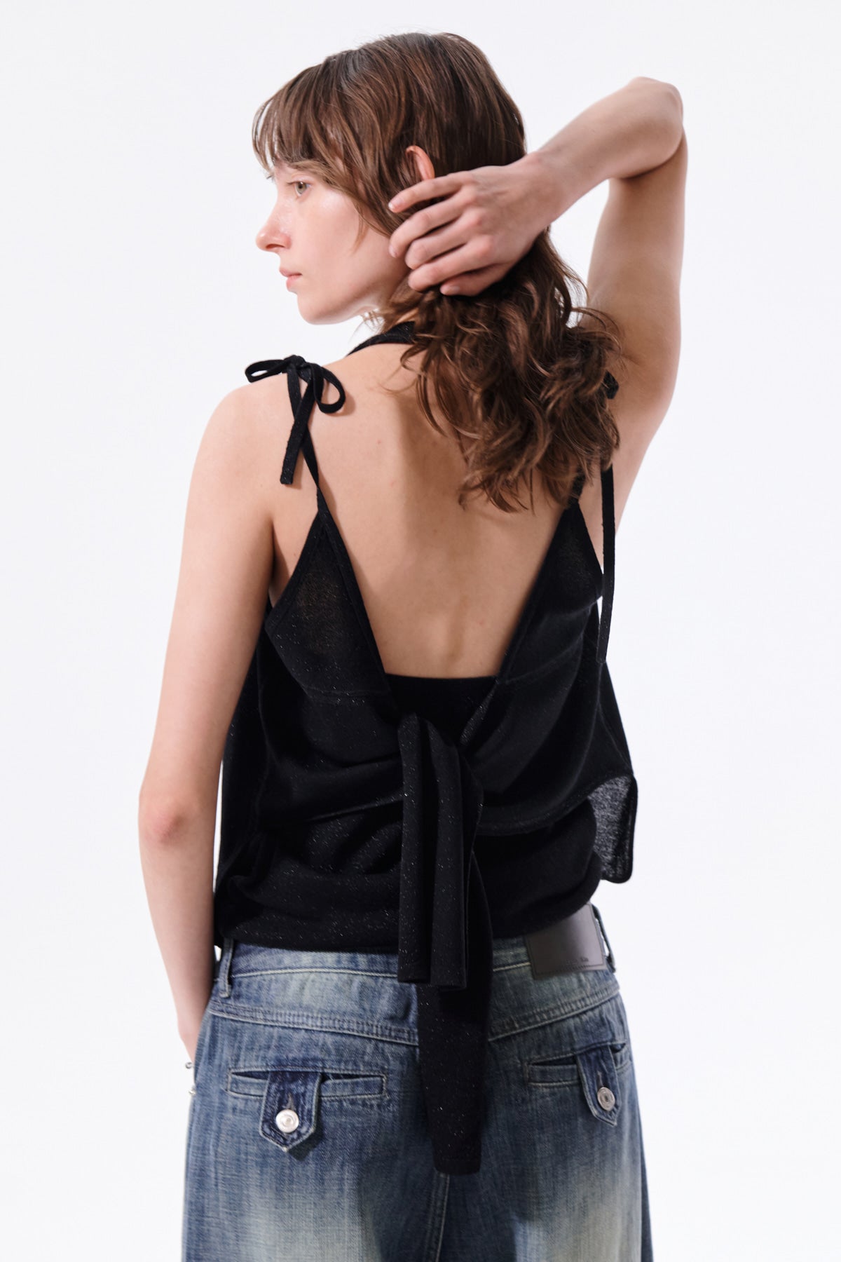 Matin Kim - Layered Tie Halter Neck Knit Top (Black) product image 17 | TRAB K-Fashion Australia