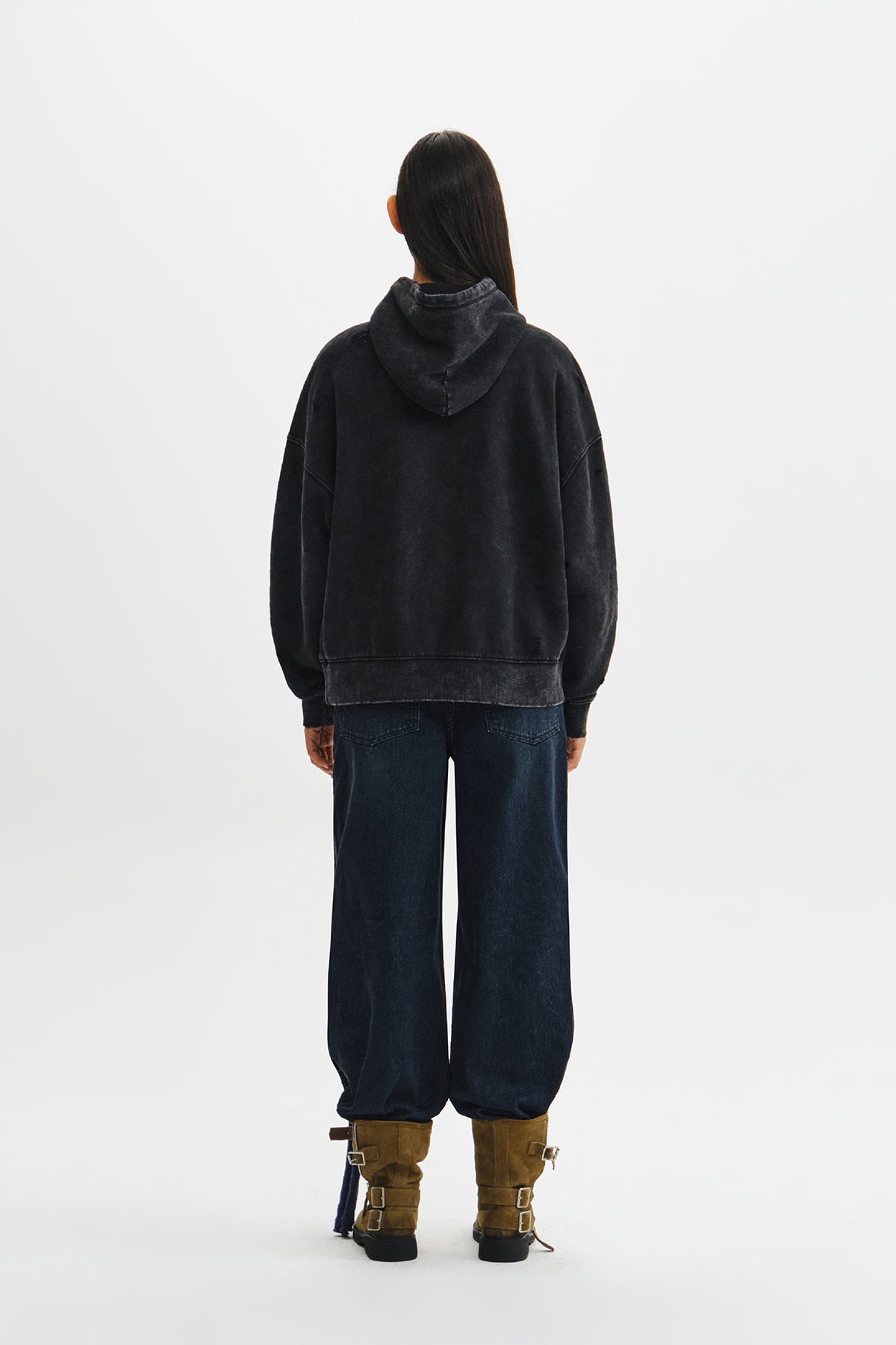 Matin Kim - Waffle Applique Logo Hood Top (Charcoal) product image 9 | TRAB K-Fashion Australia
