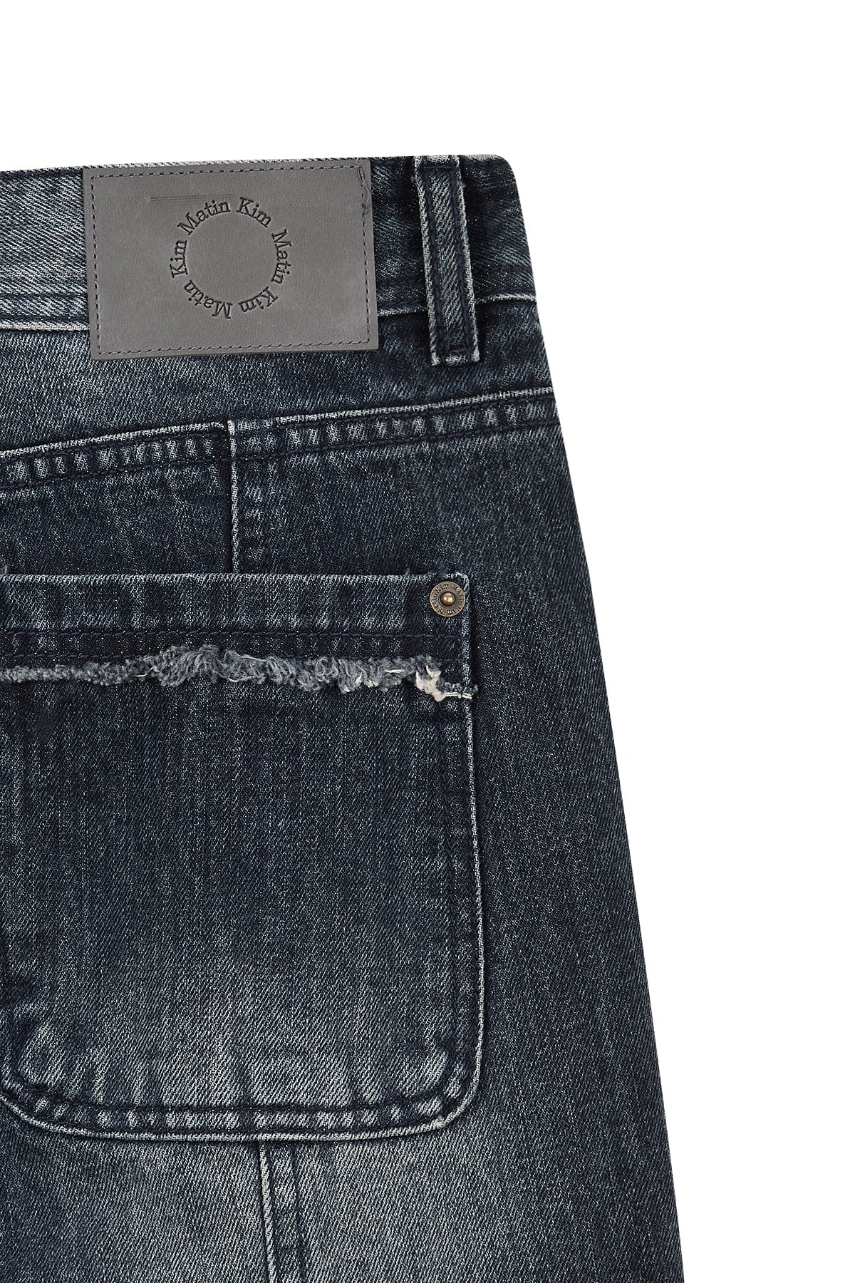 Matin Kim - Semi Boots Cut Washed Denim Pants (Navy) product image 3 | TRAB K-Fashion Australia
