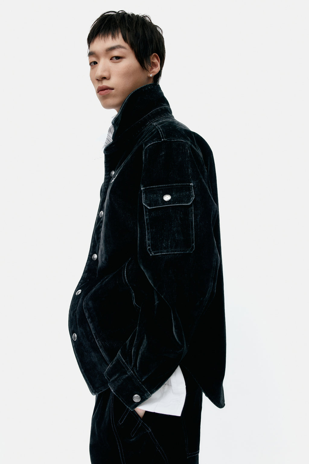 Andersson Bell - Padded Velvet Denim Shirt (Black) product image 5 | TRAB K-Fashion Australia