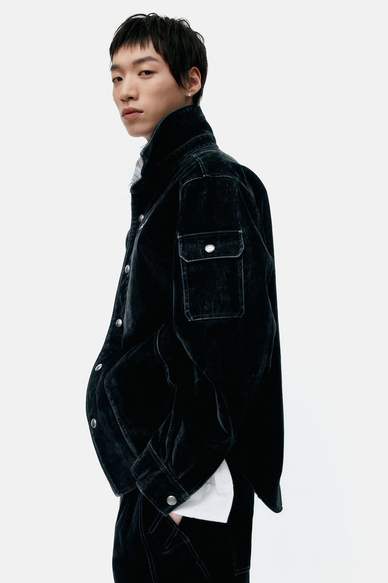 Andersson Bell - Padded Velvet Denim Shirt (Black) product image 5 | TRAB K-Fashion Australia