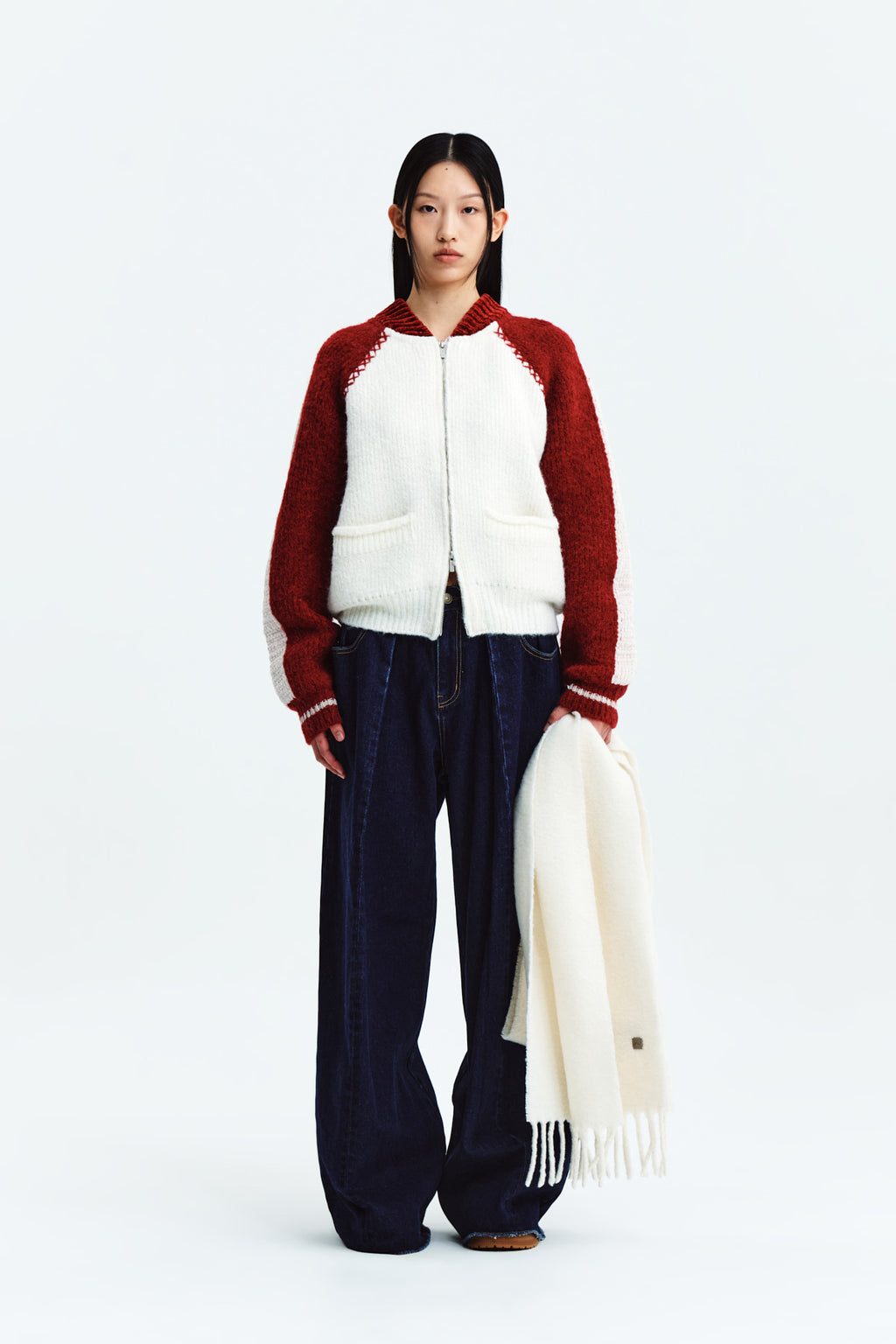 Matin Kim - Tuck Point Wide Denim Pants (Navy) product image 5 | TRAB K-Fashion Australia